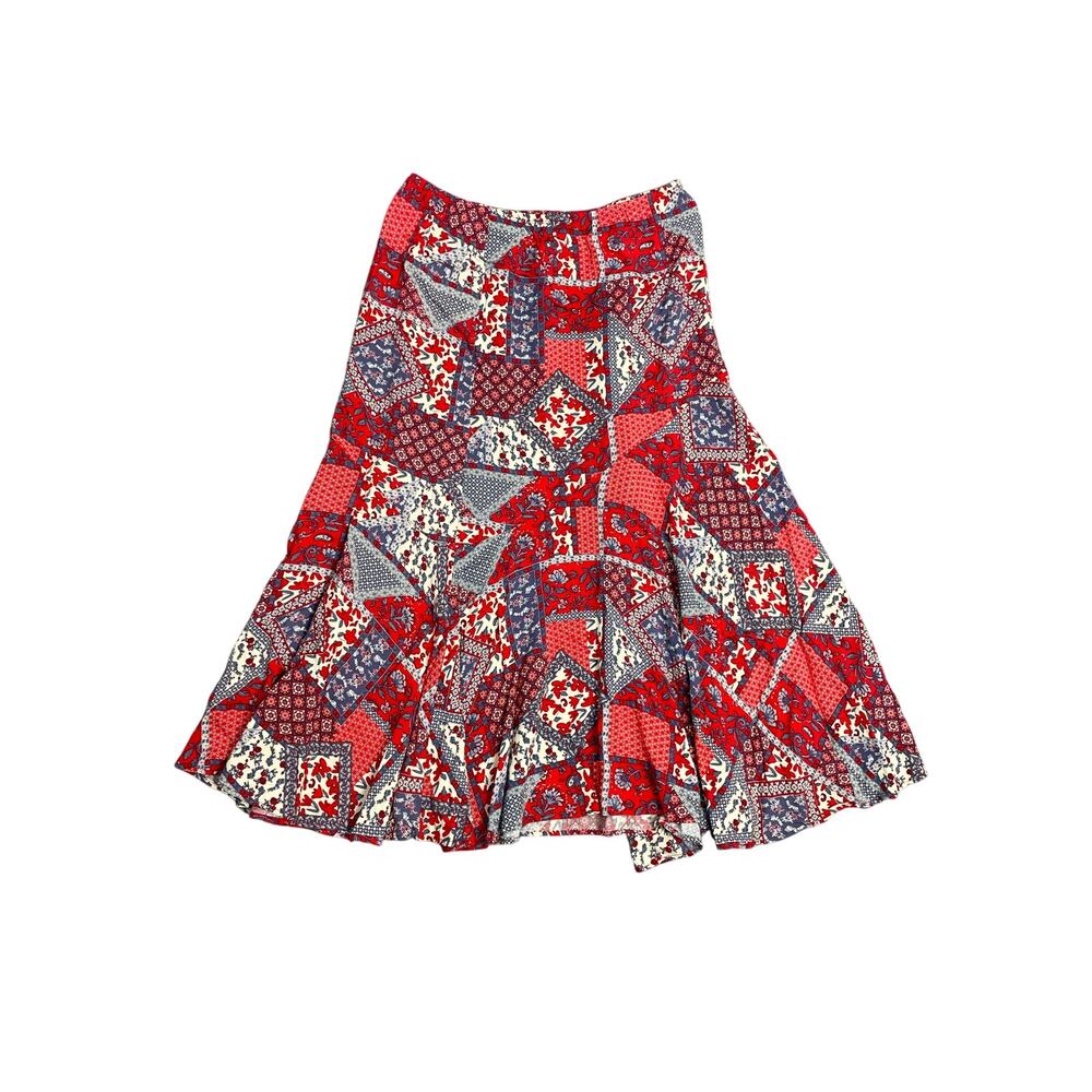 Multiples Patchwork A-Line Flared Maxi Skirt Size… - image 1